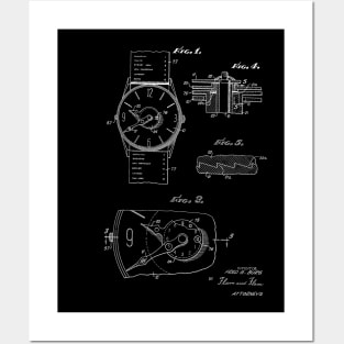 push button time zone watch Vintage Patent Hand Drawing Posters and Art